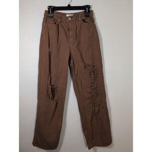 Madden NYC Jeans‎ Womens Juniors 7 Distressed Brown Denim 90's Fit